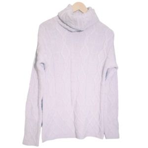 Inis Crafts Womens Merino Wool Lilac Cable Knit Turtleneck Sweater Size Large
